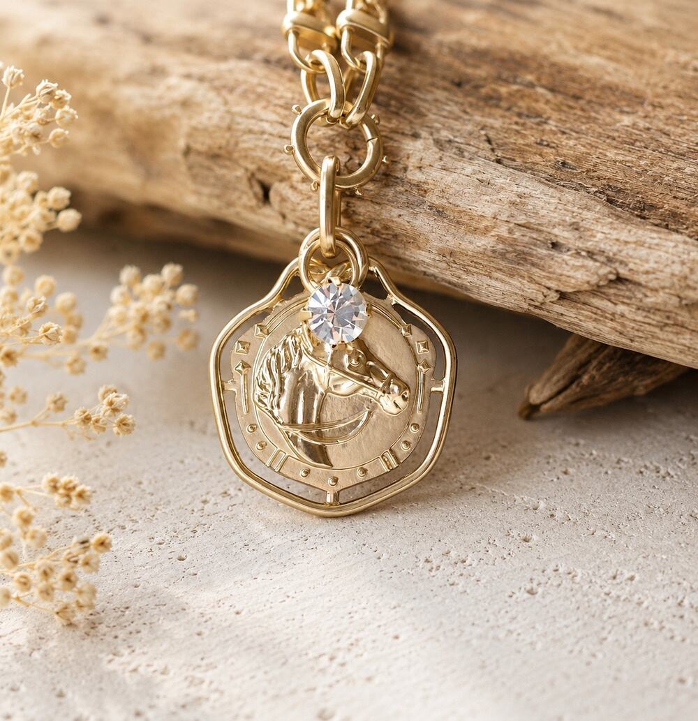 Matte Gold Horse Necklace •  Equestrian Jewelry •  Gift for Horse Lovers
